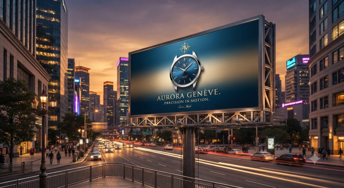  outdoor billboard art direction at dusk
